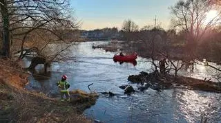 Kobieta z chłopcem wpadli do rzeki. Akcja ratownicza służb