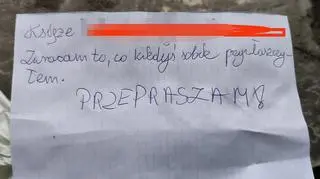 Proboszcz dostał kartkę z przeprosinami 