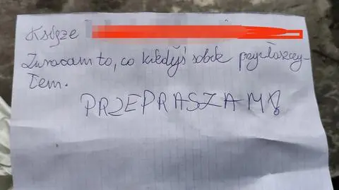 Thief returns stolen goods to church and leaves apology card. Priest wants to reward him