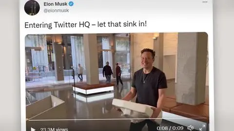 Musk z umywalką w rękach. "Wchodzę do siedziby Twittera"