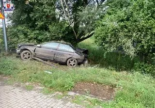 Jazdę zakończyli na drzewie