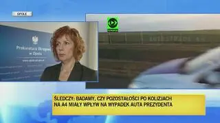Rzeczniczka prokuratury w Opolu poinformowała, że ws. wypadku prezydenckiej limuzyny przesłuchiwani są świadkowie