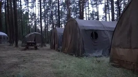Ewakuowany obóz harcerski w miejscowości Łąkie (powiat bytowski)