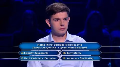 Pytanie w "Milionerach" za 10 tysięcy złotych o królową Polski