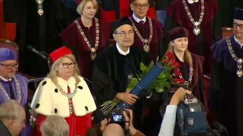 Orhan Pamuk podczas uroczystości na UAM w Poznaniu