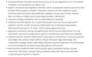 Lista "trudności", które czekają na kapłana podczas kolędy przygotowana przez franciszkanów z Sanoka 