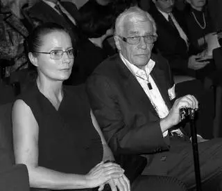 Magdalena Cwenówna i Adam Hanuszkiewicz, jubileusz 70- lecia urodzin i 50- lecia pracy artystycznej Zbigniewa Zapasiewicza