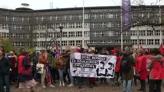 Protest przed Uniwersytetem Pedagogicznym w Krakowie
