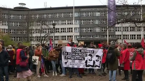 Protest przed Uniwersytetem Pedagogicznym w Krakowie