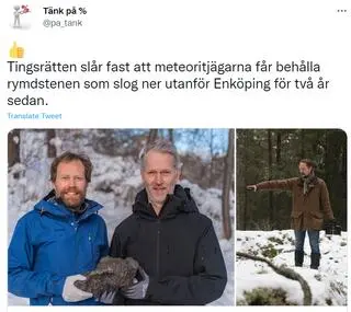 Meteoryt znalazło dwóch szwedzkich geologów
