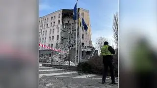 Ostrzelany hotel w Kijowie 