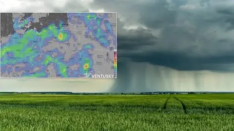 Niż znad Niemiec przyniesie obfite opady deszczu i bardzo silne porywy wiatru