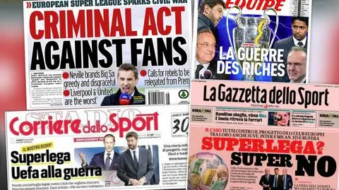 "Wojna bogatych", "Początek buntu", "Super Nie". Media komentują powstanie Superligi
