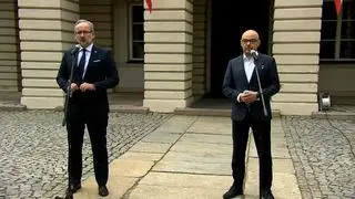 Minister zdrowia Adam Niedzielski i p.o. prezesa NFZ Filip Nowak