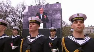 Marian Turski spoke during the ceremony 