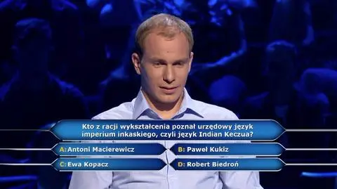 Który polski polityk poznał język Indian Keczua? Pytanie w "Milionerach"