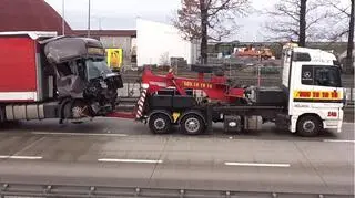 Na A4 zderzyły się trzy samochody ciężarowe