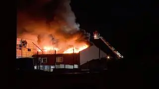Pożar składu materiałów budowlanych w Częstochowie