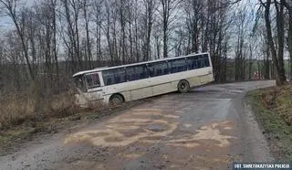 Autobus wpadł do rowu