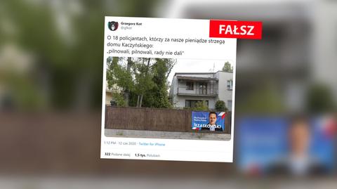 Nie, na płocie posesji Jarosława Kaczyńskiego nie wisiał baner kandydata KO