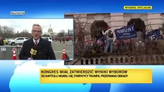 Demonstranci wdarli się do Kapitolu. Relacja korespondenta TVN24