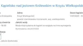 Informacja o kąpielisku w Krzyżu Wielkopolskim