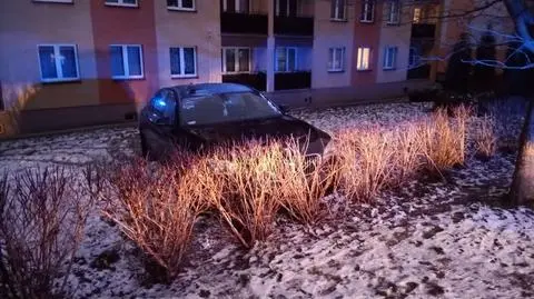 "Przejechał przez żywopłot, jeździł po trawniku, uderzył w blok" 