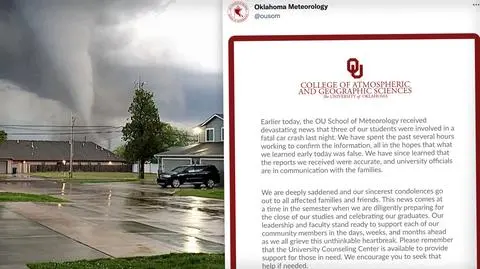 Studenci pojechali obserwować tornada. Zginęli na zalanej wodą drodze