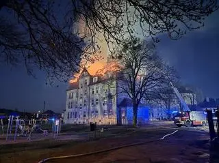 Pożar kamienicy w Grudziądzu