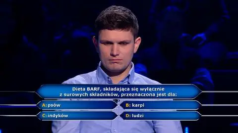 Dieta BARF w pytaniu z "Milionerów" za pięć tysięcy złotych