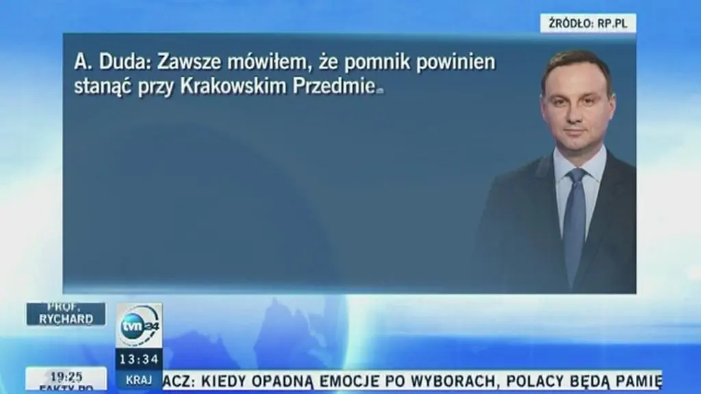 Andrzej Duda powiedział że pomnik ofiar katastrofy smoleńskiej powinien stanąć przed Pałacem Prezydenckim