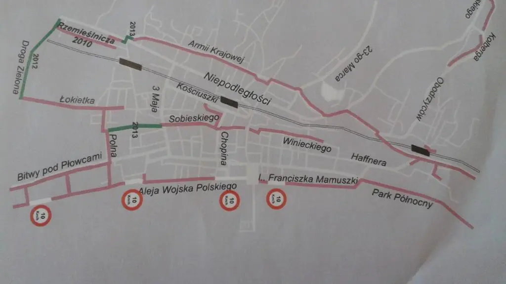 Mapka z ograniczeniami dla rowerzystów