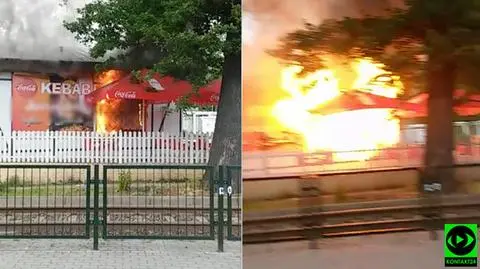 Moment eksplozji w budce z kebabem