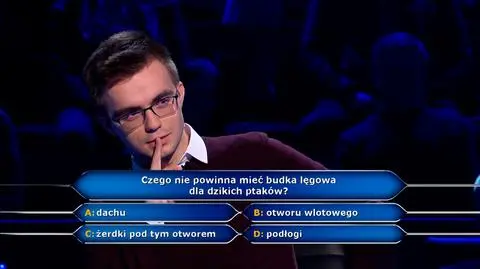 Czego nie powinna mieć budka lęgowa dla dzikich ptaków? Pytanie w "Milionerach"