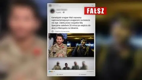Snajper Wali zginął "20 minut po wejściu do akcji w Mariupolu"? Nie, nadal walczy