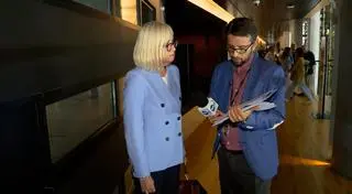 Joanna Kopcińska i Grzegorz Łakomski. Ujęcie z reportażu "Czarno na białym"