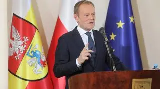 Donald Tusk podczas przemówienia na uniwersytecie w Białymstoku