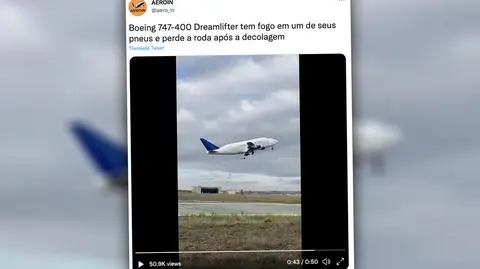Czarny dym przy starcie jednego z największych samolotów. Stukilogramowe koło wpadło do winnicy