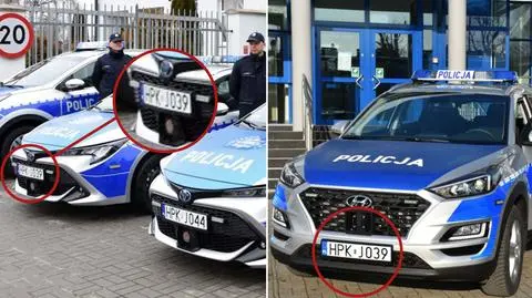 Podmienione tablice w radiowozie policji
