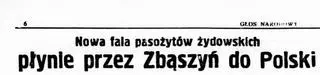 Antysemicki nagłówek z "Głosu Narodowego"