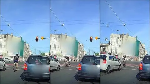 Minął stojące na czerwonym świetle auta, zaczął jeździć w kółko po przejściu dla pieszych