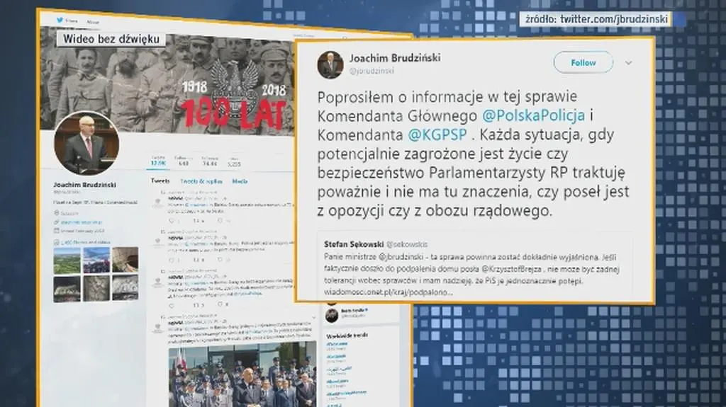 Brudziński poprosił KGP i KGPSP o informacje w sprawie pożaru przy kamienicy posła Brejzy