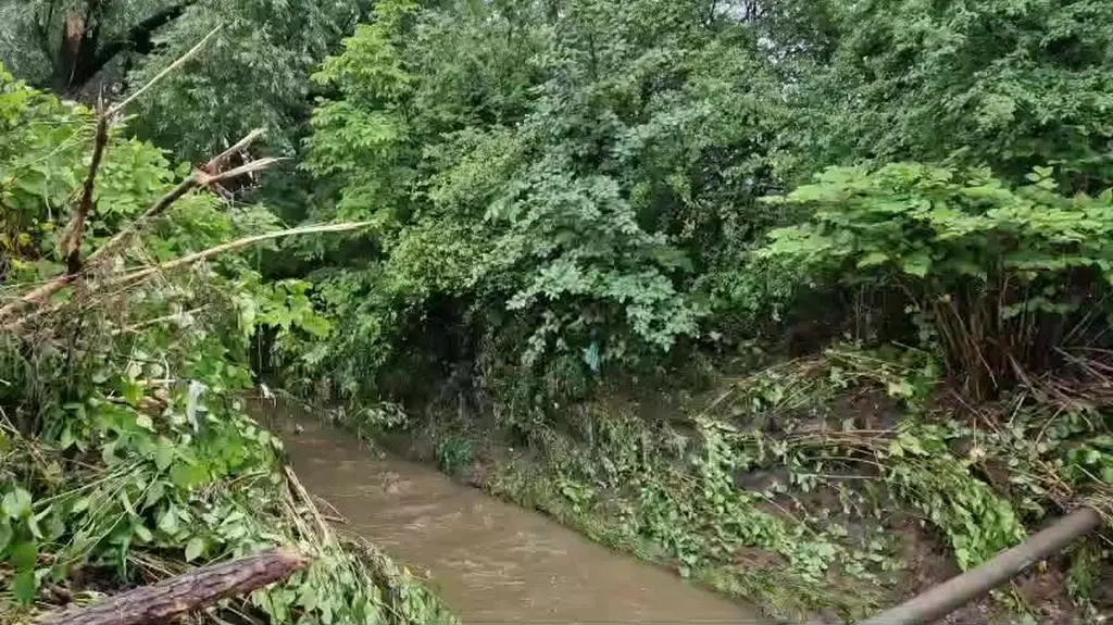 Most na potoku Krzywa w Obszarach po powodzi
