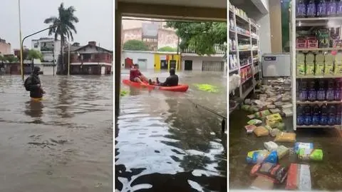 Po ulewach pływali po mieście pontonami