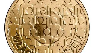 Dwu-złotówka z okazji 50-lecia działalności Polskiego Stowarzyszenia na Rzecz Osób z Upośledzeniem Umysłowym