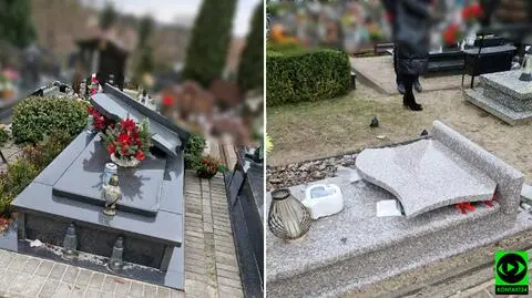 Zdewastowany cmentarz w Prabutach