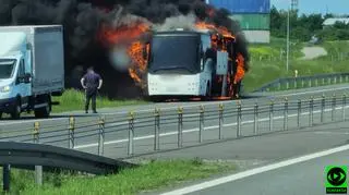 Pożar autokaru na A4