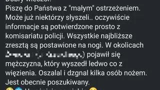 Informacja o nożowniku to fake news