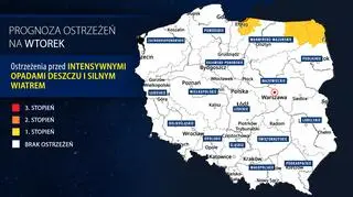 Prognoza zagrożeń IMGW na wtorek