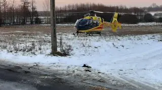 Na miejscu lądował helikopter